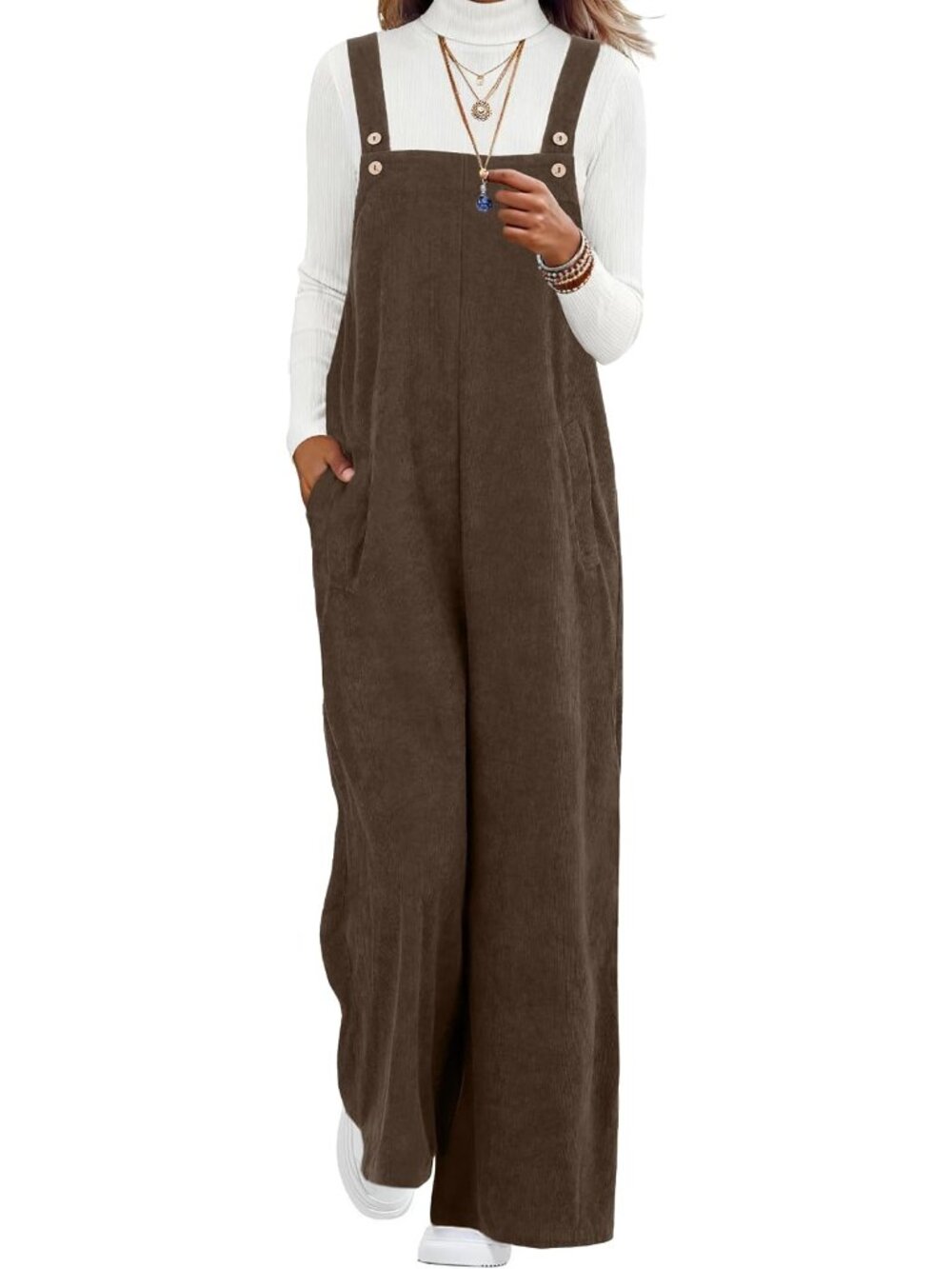 Corduroy Jumpsuits for Women Casual Wide Leg Rompers Fall
